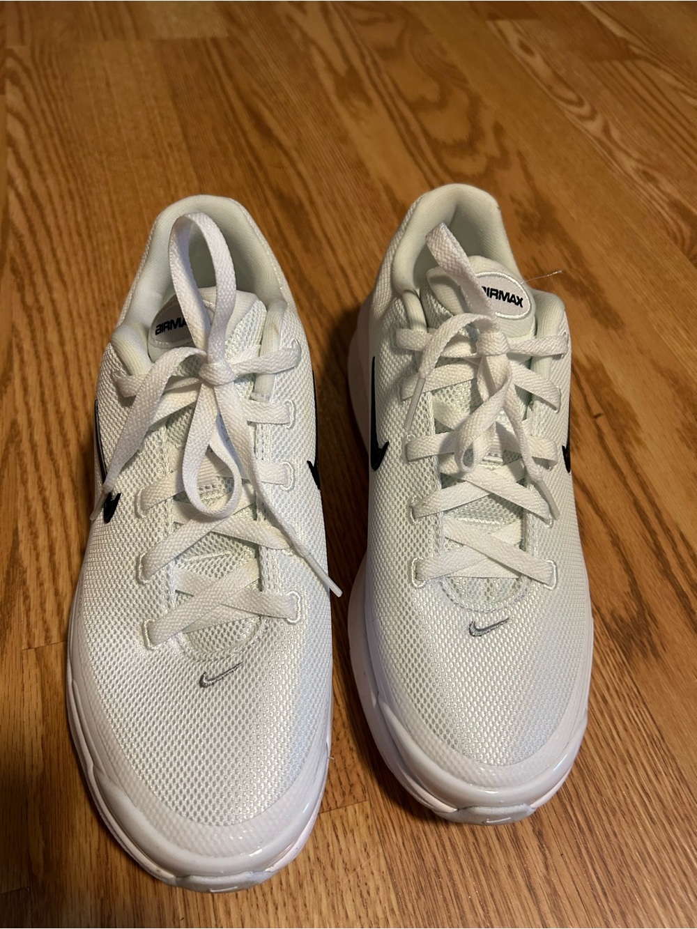 Nike White Mesh Air Max Sneakers with Black Swoosh